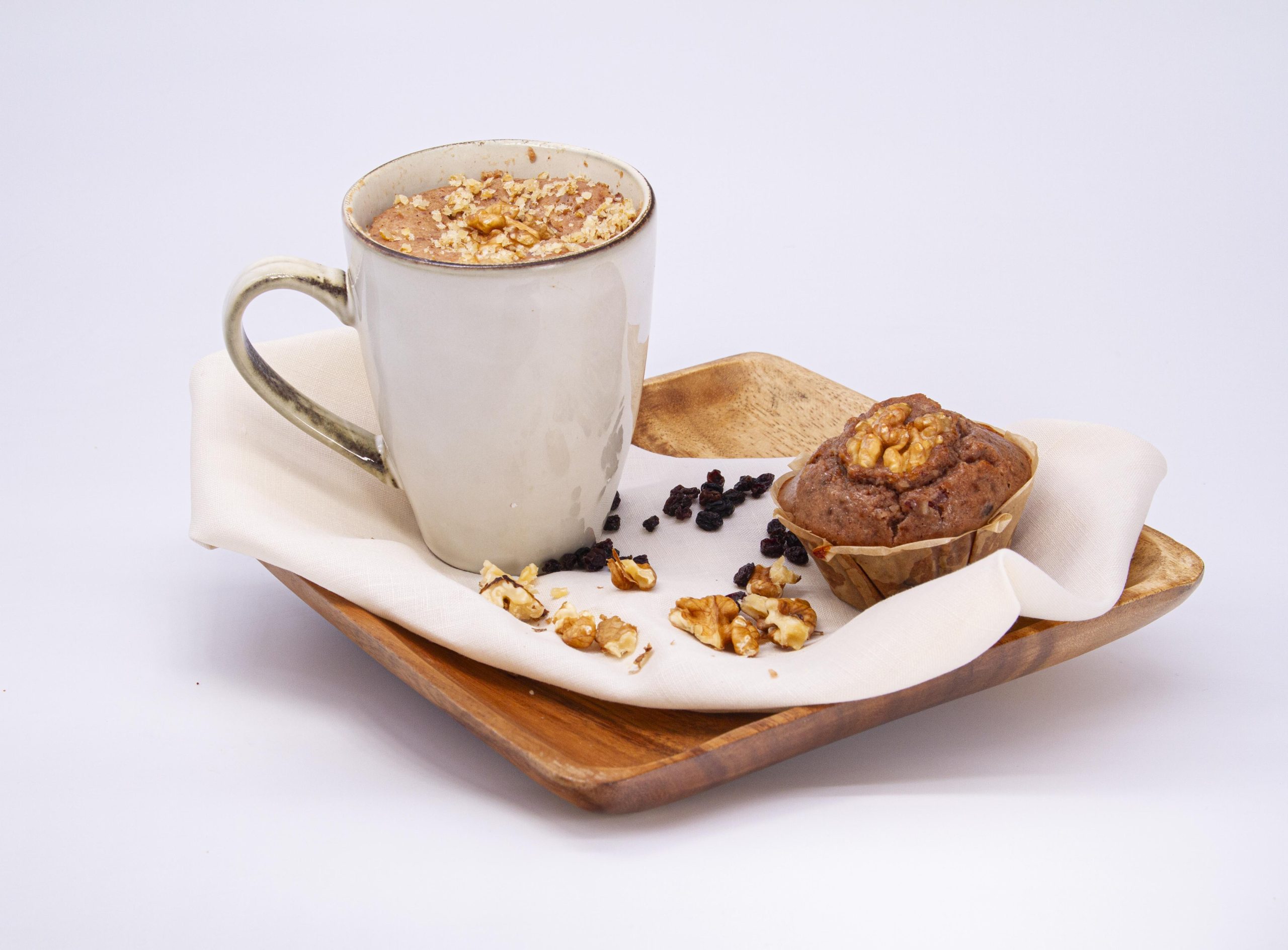 Bolo caneca e muffin nozes corintos